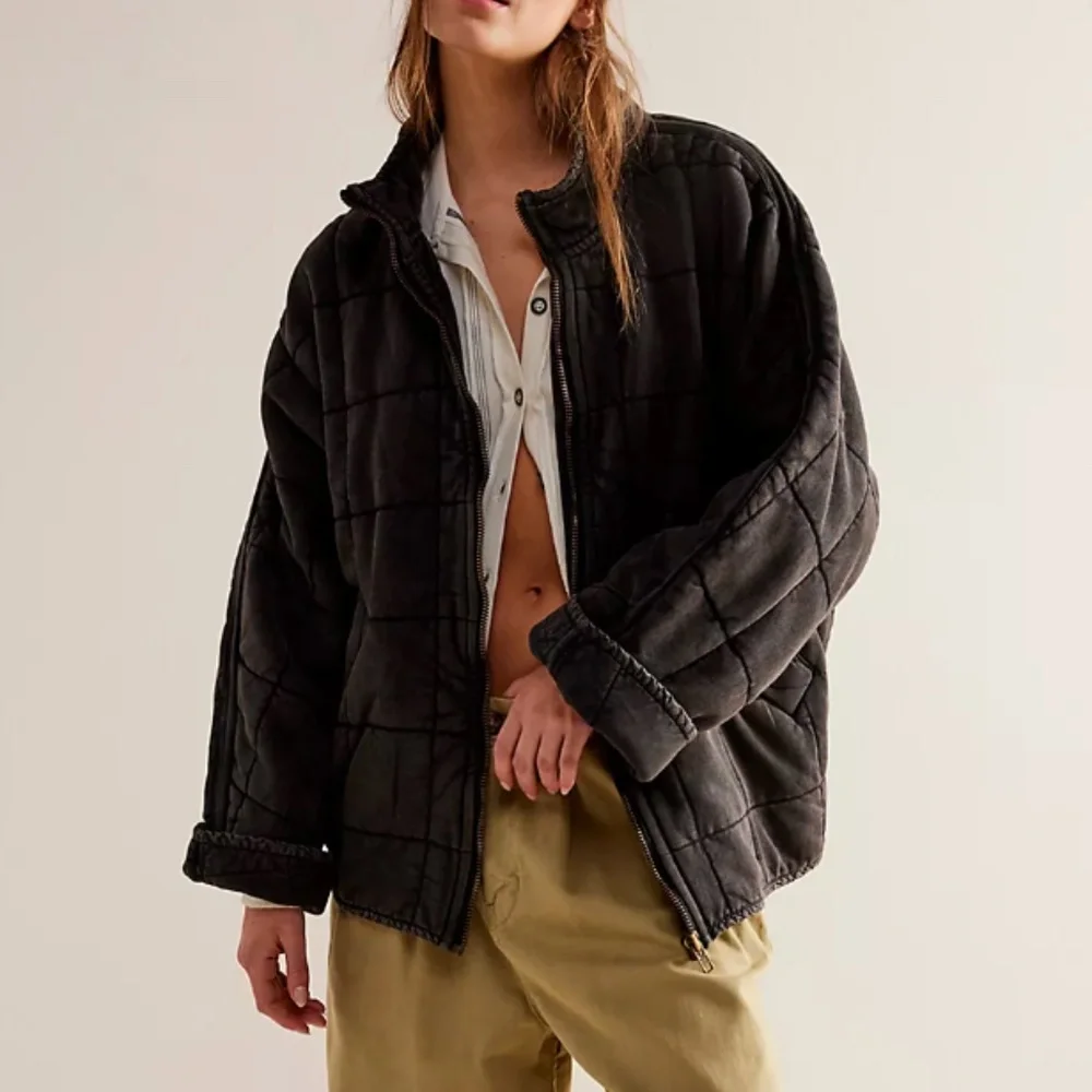 Free People Quilted Black Puffer Jacket - Picture 2 of 10